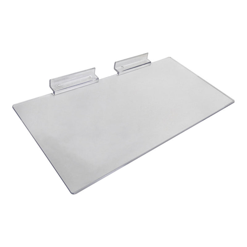 4" x 10" Slatwall Shoe Shelf Flat Styrene Display Fixture - Clear Acrylic 4 Pcs