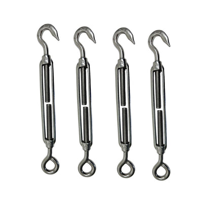 Stainless Steel 3/8" Hook Eye Turnbuckle 700 Lbs WLL Marine Boat Rigging 4 Pcs