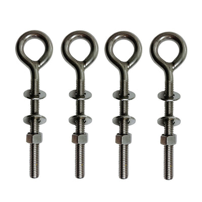 Marine 3/8" x 4" Plain Eye Bolt Screw 1,000 Lbs WLL Lifting Stainless Steel 4Pcs