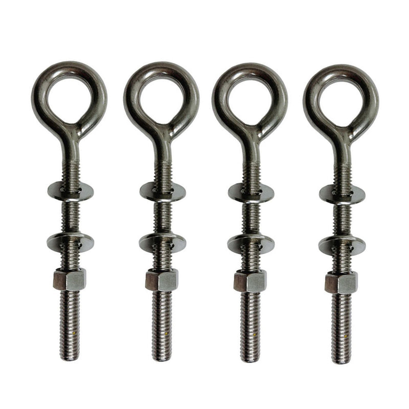 Marine 3/8" x 4" Plain Eye Bolt Screw 1,000 Lbs WLL Lifting Stainless Steel 4Pcs